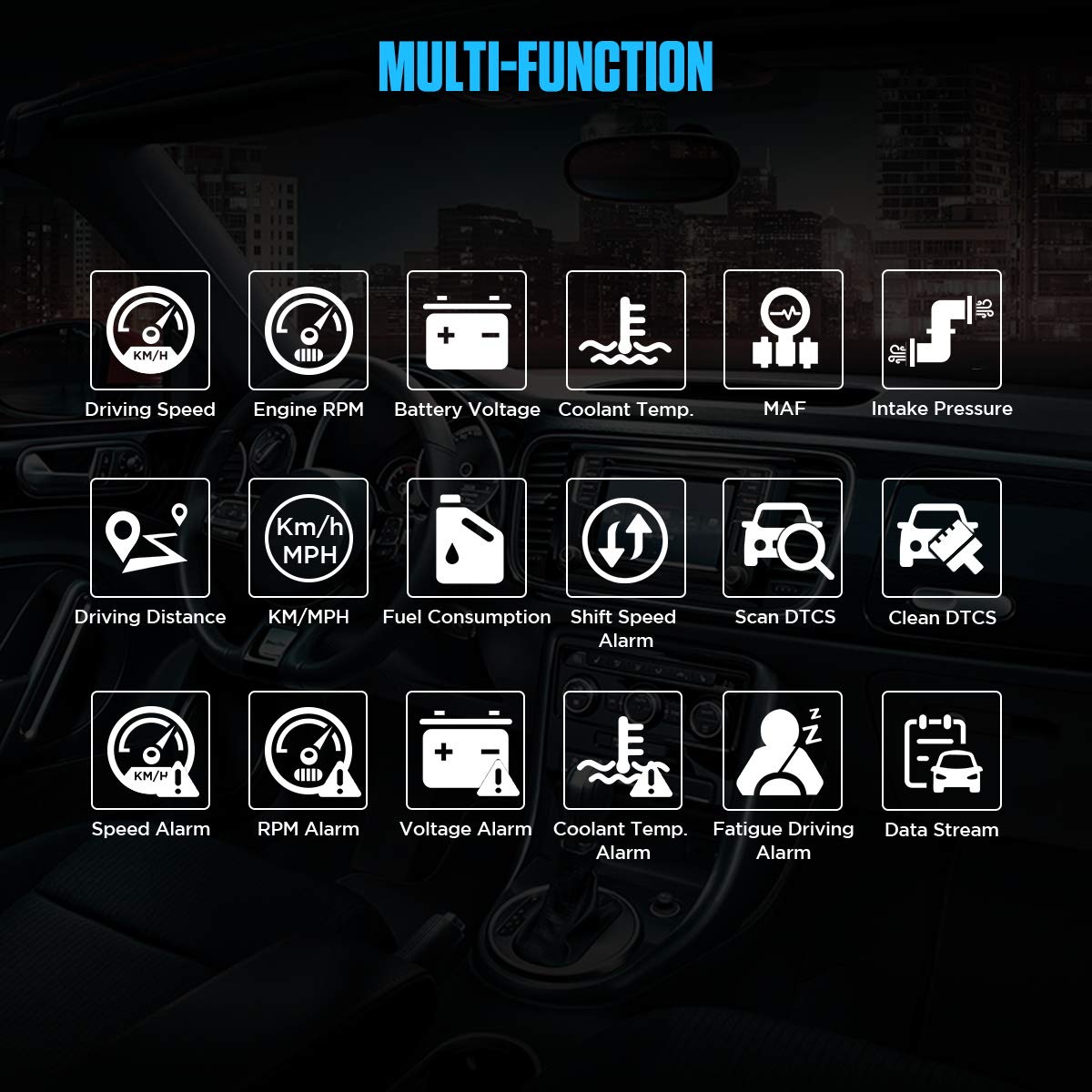 Icons representing various functions of the AUTOOL X50 Plus