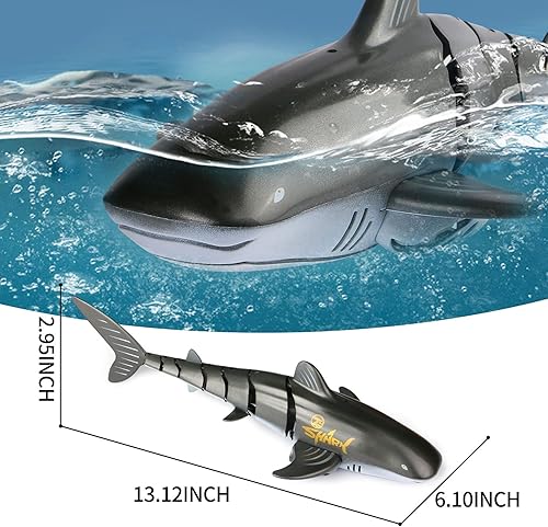 Miniatura 6 de Juguetes de piscina de tiburón con control remoto  24G escala 116 de alta simulación batería recargable RC juguete de tiburón de agua piscina regalo