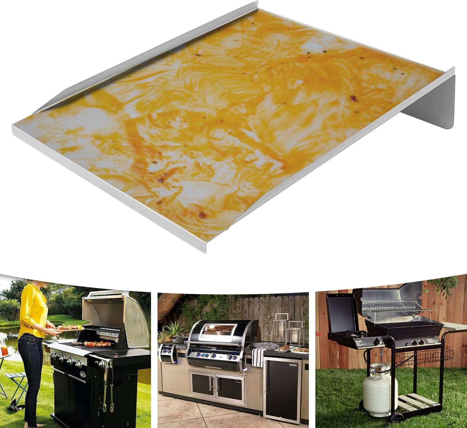 Stainless Steel Drip Pan Liners Kit, Heat Baffle Replacement Barbecue Grease Drip Tray BBQ Parts Drip Pan Tray Liners Grill Assossories Barbecue