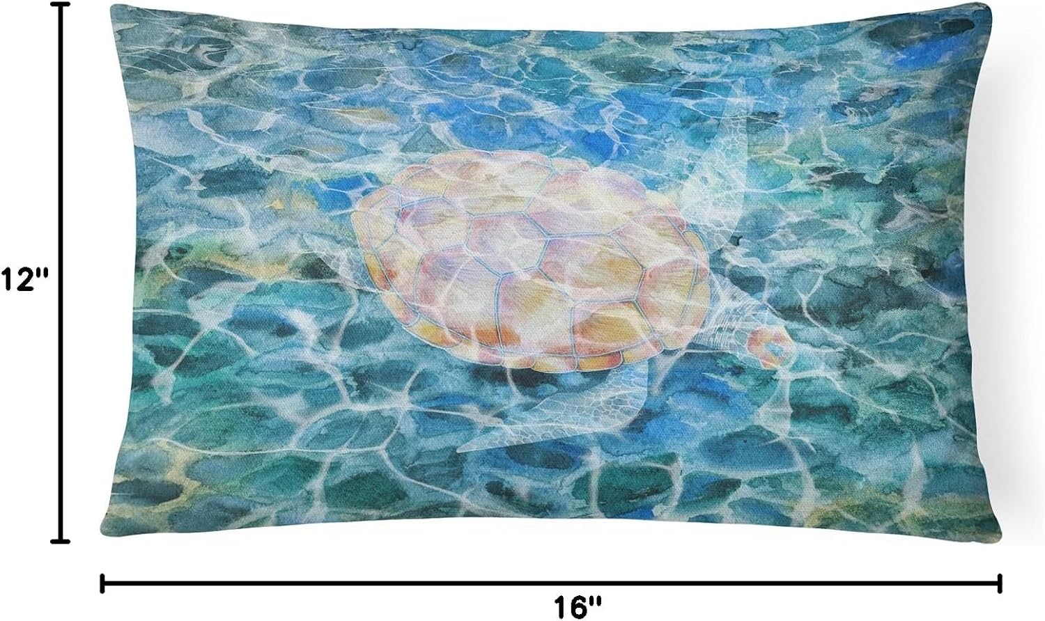 Caroline's Treasures BB5363PW1216 Sea Turtle Under Water Canvas Fabric Decorative Pillow Machine Washable, Indoor Outdoor Decorative Pillow for Couch, Bed or Patio, 12HX16W