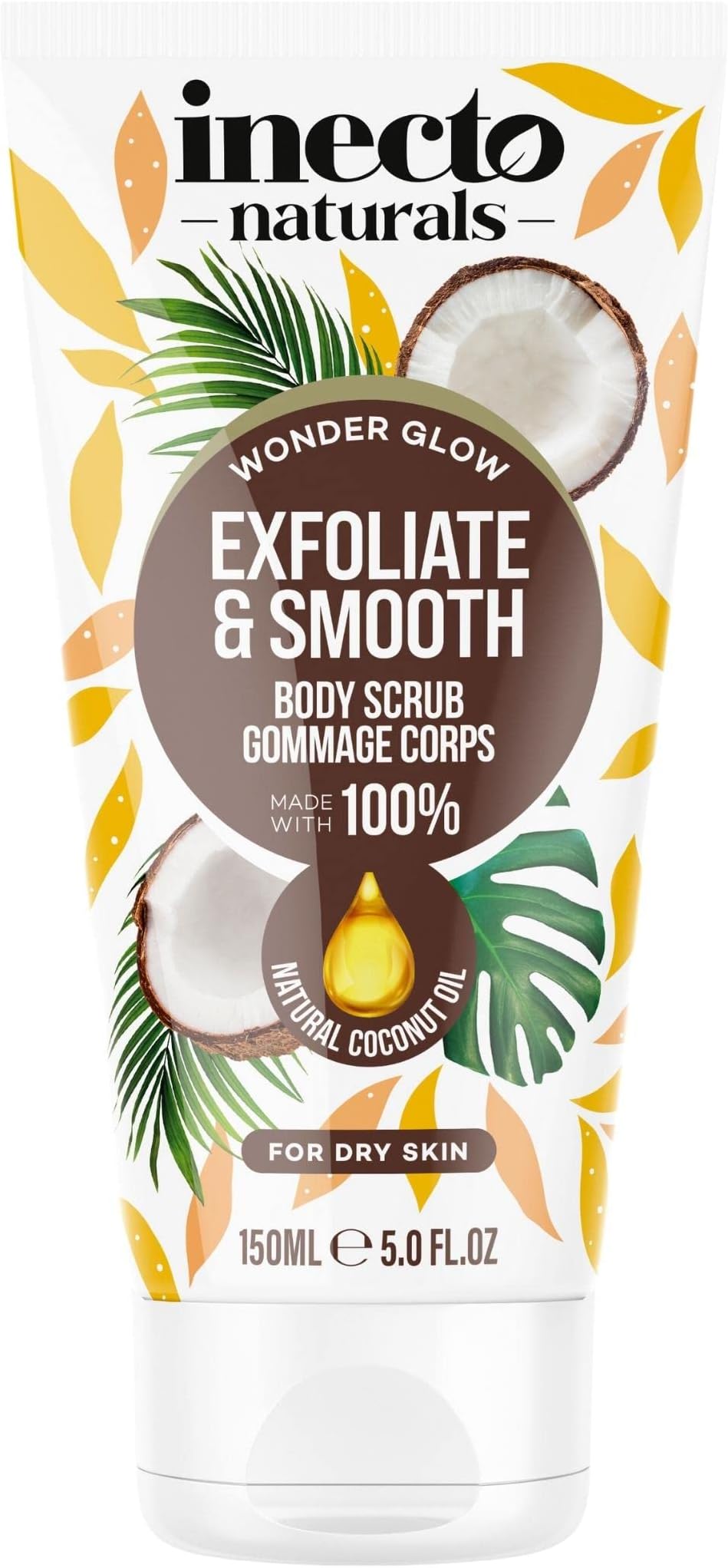 INECTO Revitalising Coconut Body Scrub 150ml, 100% Natural Nourishing Skin Exfoliating Scrub, Rich in Natural Minerals for All Skin Types, Enriched with Coconut Oil
