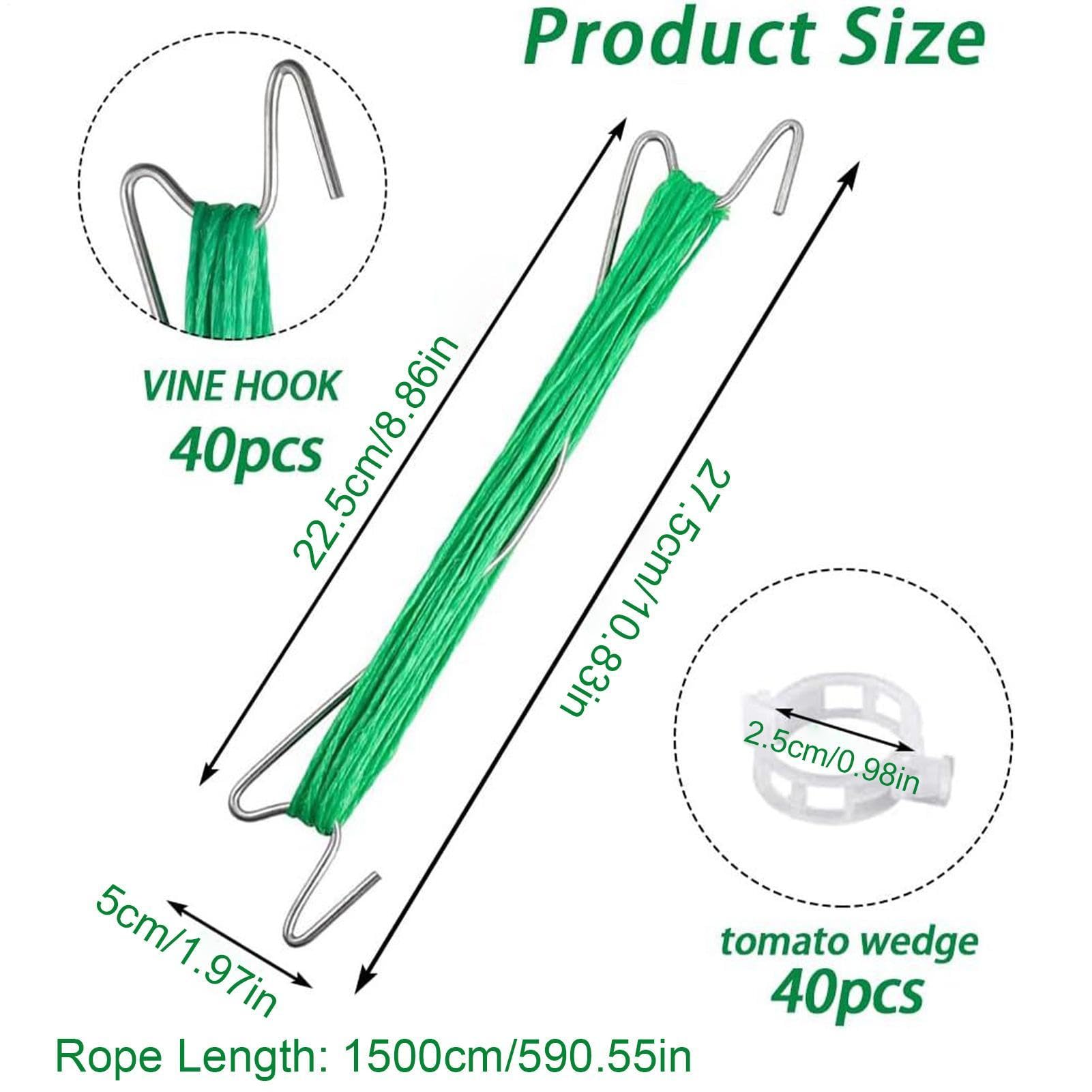 Generico Ganci per Pomodori Con Cordino E Clip Di SuppAnti-Pizzicamento | 40 Ganci A J Per Piante Rampicanti Da Per Cetrioli, Frutta, Colture, Interno Ed Esterno, Giardino, Fattoria, Patio, Serra