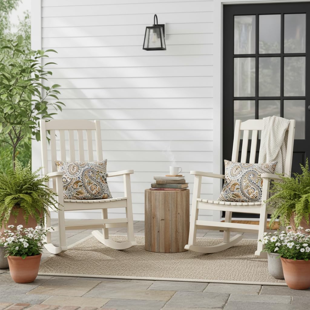 Set of 2 Outdoor Throw Pillows 17 x 17 Inch – Reversible Square Patio Accent Pillows – Weather-Resistant Polyester Fabric – Eco-Friendly Recycled Polyfiber Fill, Arctic Paisley