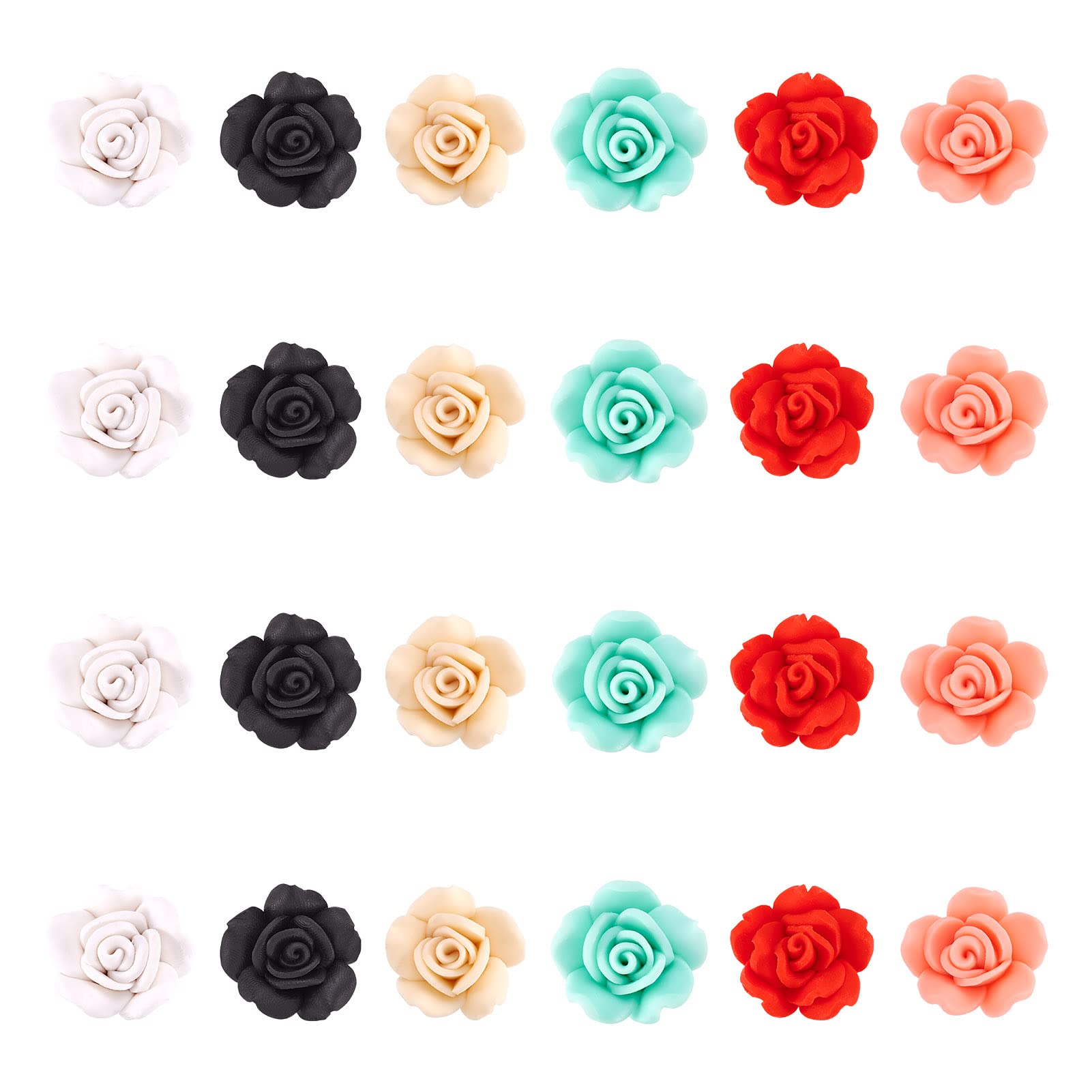Boutigem 30Pcs Flower Clay Beads 3D Rose Flower Spacer Beads for Valentine's Day Jewelry Making DIY Crafts