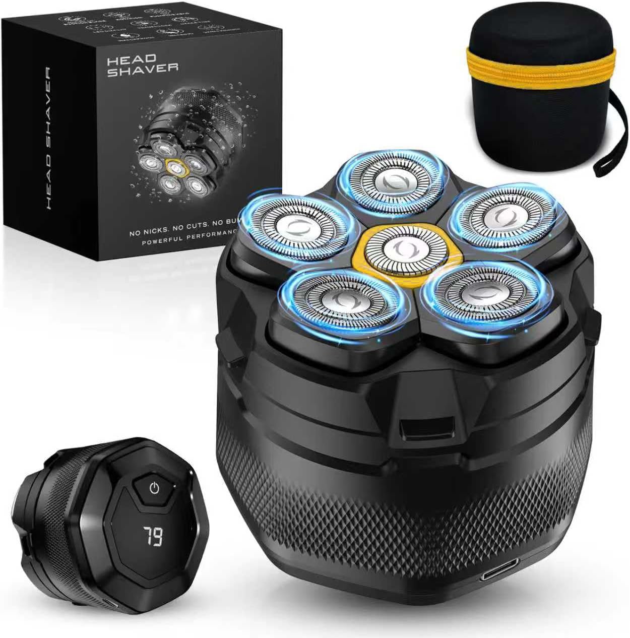 Head Shaver for Bald Men, 10000 RPM High-Speed 6D Magnetic Razor, IPX8 Waterproof Wet/Dry Shaving, Hypoallergenic Blades, LED Display & Storage Case