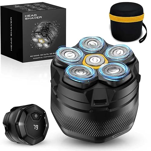 Afeitadora de cabeza para hombres calvos, afeitadora magnética de 6D de 10000 RPM de alta velocidad, afeitado IPX8 impermeable húmedo/seco,