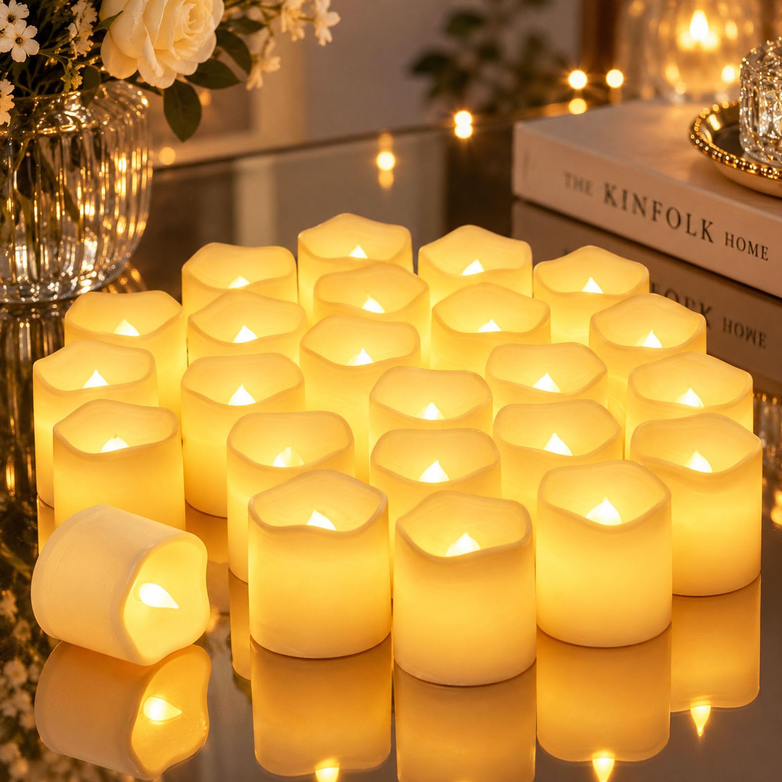 Weiongppy 24 Velas LED Sin Llama Luz Blanca Cálida — Luces de Té Sin Llama Velas