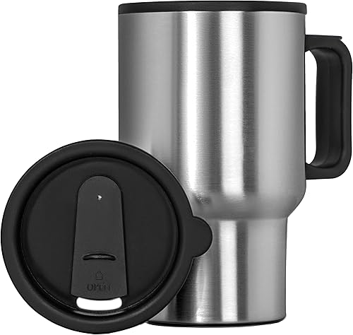 Maxam Taza de viaje de acero inoxidable con parte inferior cónica para adaptarse a la mayoría de portavasos de 14 onzas