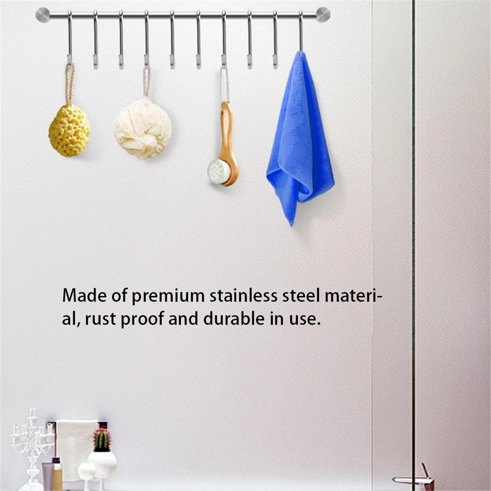 Percha para Utensilios de Cocina Estante colgante montado en la pared, ganchos de suspensión de una sola barra extraíbles de acero inoxidable, organizador práctico, muebles, olla de cocina, toalla