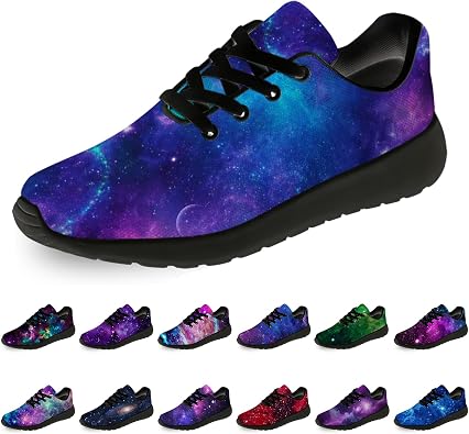 horethy Galaxy Shoes for Women Men Running Shoes Womens Mens Breathable Walking Tennis Sneakers Cosmic Shoes Gifts