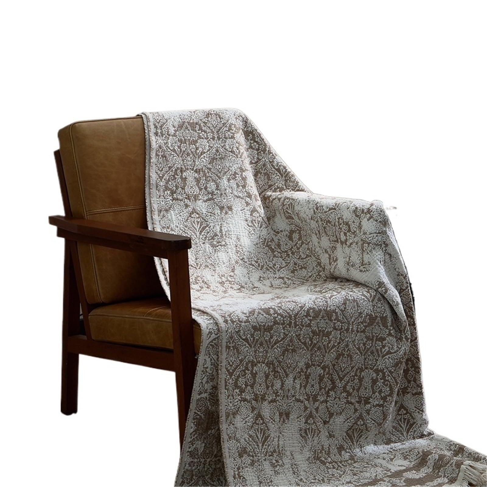 HKSDKABOP Sofa Throw Blanket With Tassels Multicolor 140x190cm(Brown)