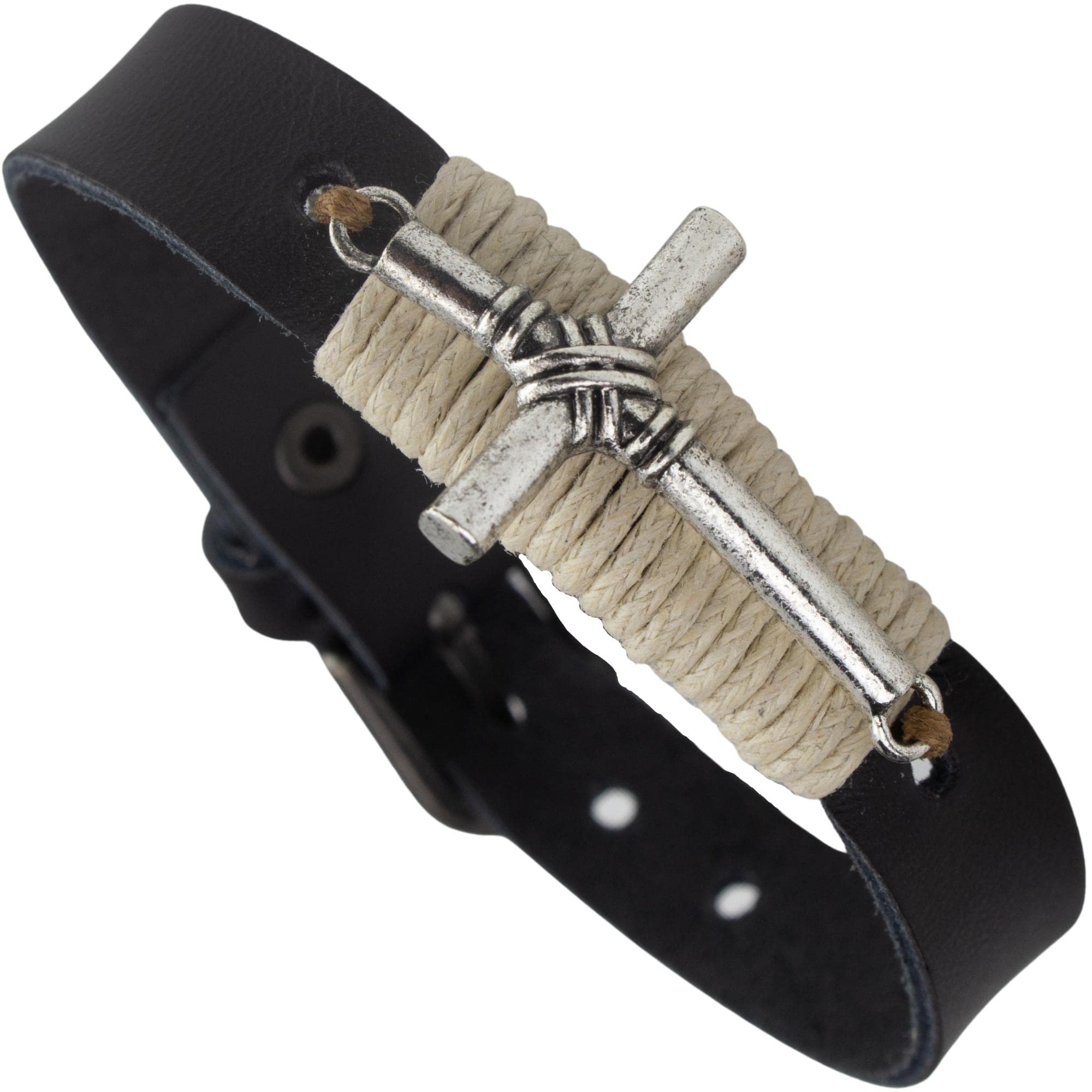 Soul Statement Men's Cross Bracelet, Adjustable Leather Wrap Christian Jewelry Confirmation Gifts for Teenagers, Men, M, Leather, no gemstone
