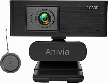 Anivia Upgraded Full HD 1080P Webcam with USB Plug, Privacy Cover- Computer Web Camera for Video Calling and Recording, PC Desktop or Laptop, Wide Angle 1080p Streaming Camera