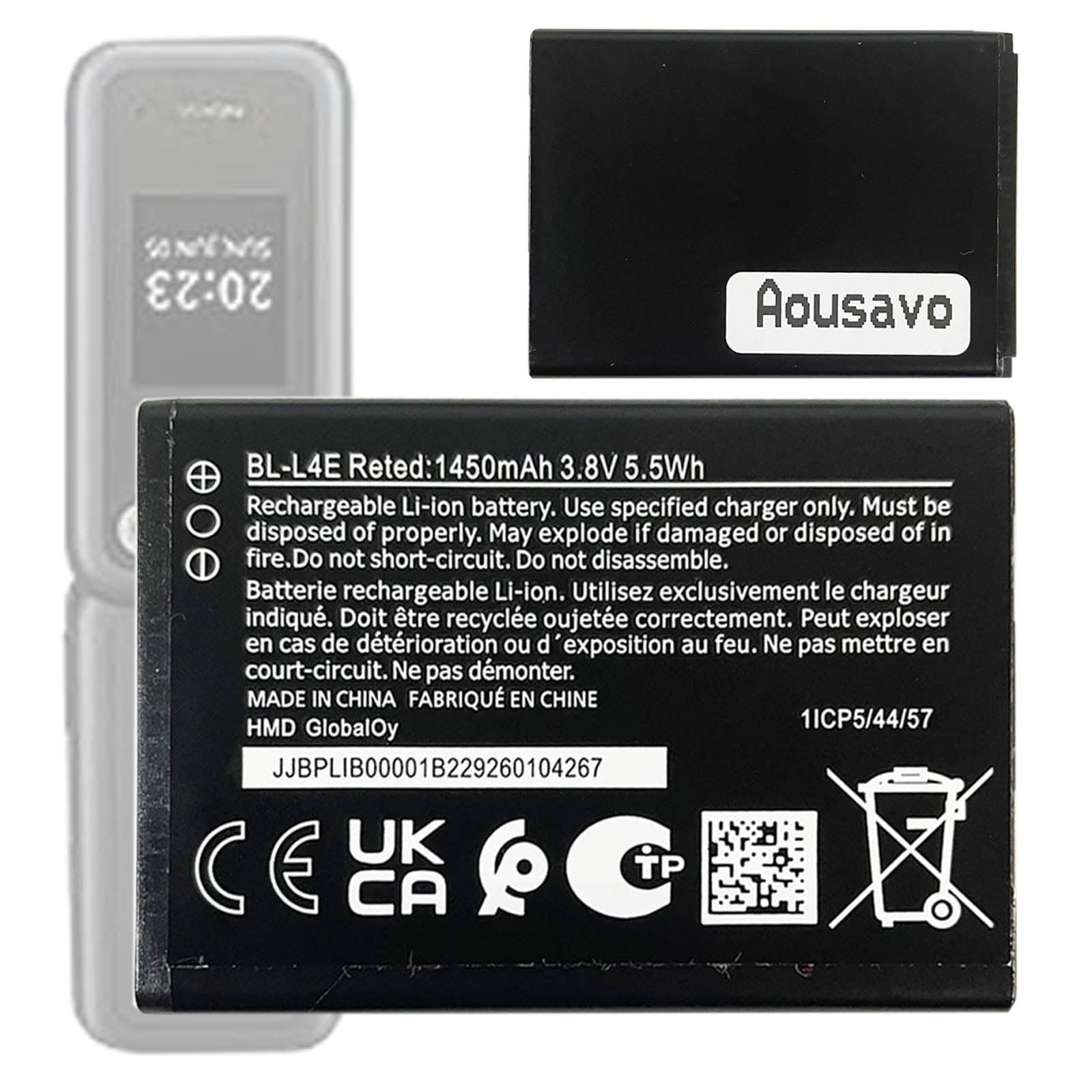 BL-L4E Replacement Battery Compatible with Nokia 2660 Flip TA-1398/1420/1480/1492
