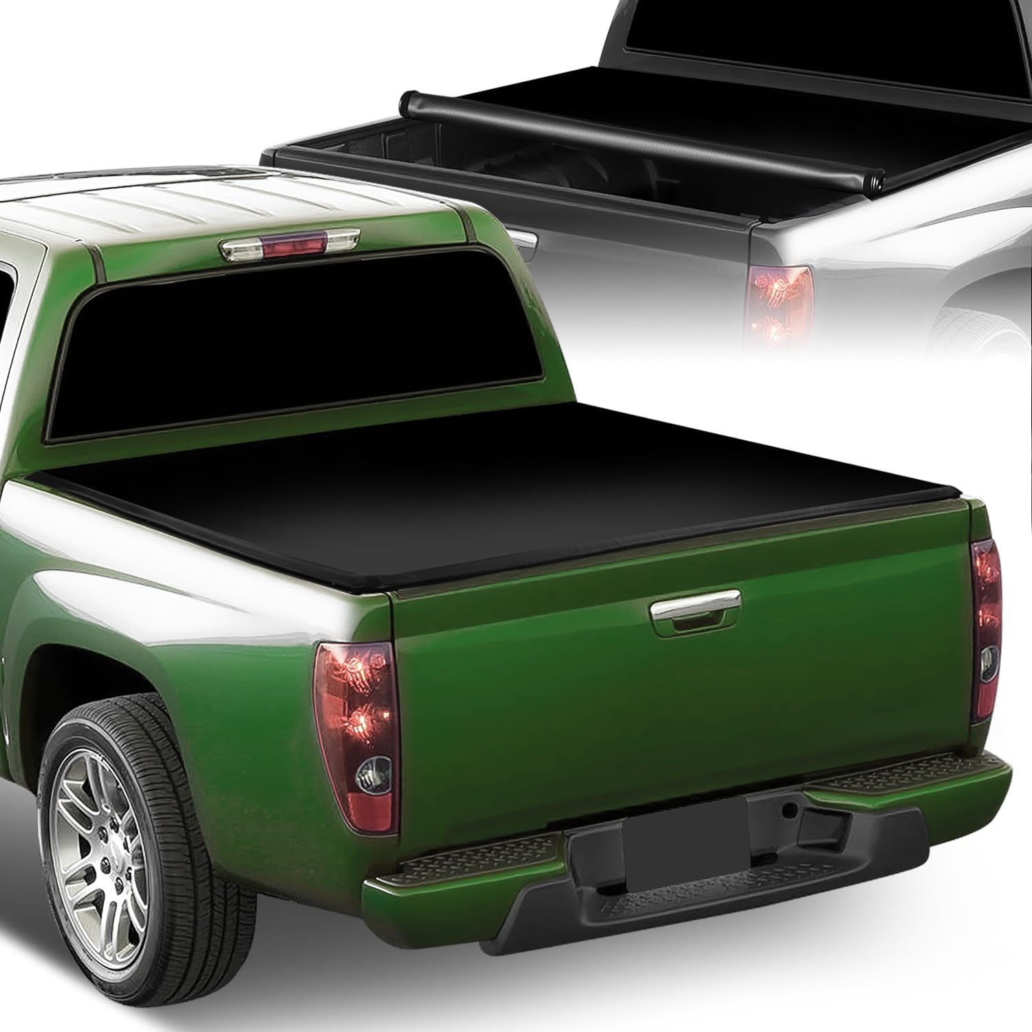 Soft Roll Up Truck Bed Tonneau Cover Compatible with 04-12 Colorado Canyon, 06-08 Isuzu I-350 I-370 5 Ft. Fleetside Styleside Bed Soft Vinyl