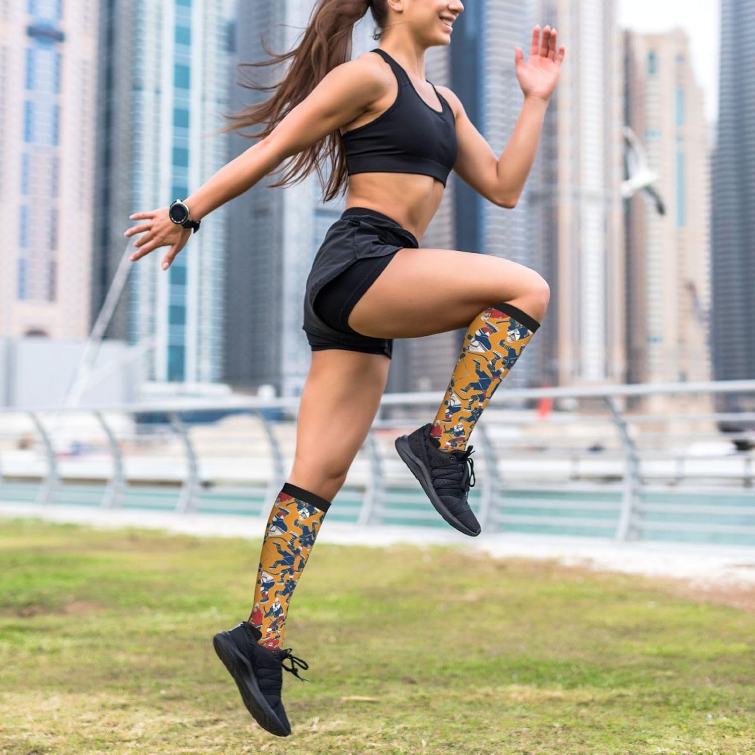 Knee-High Compression Socks,15-20 Mmhg,Suitable For Running,Flying,Traveling.