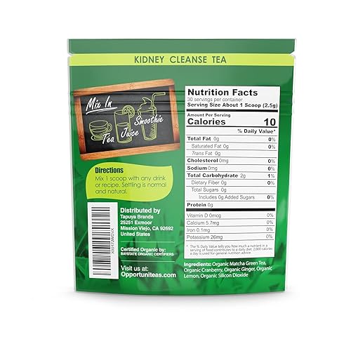 Miniatura 5 de Opportuniteas Organic Kidney Detox Tea- Matcha Green Tea, Cranberry, Lemon & Ginger - Cleansing Superfoods for Drinks -Detox Cleanse & Organic