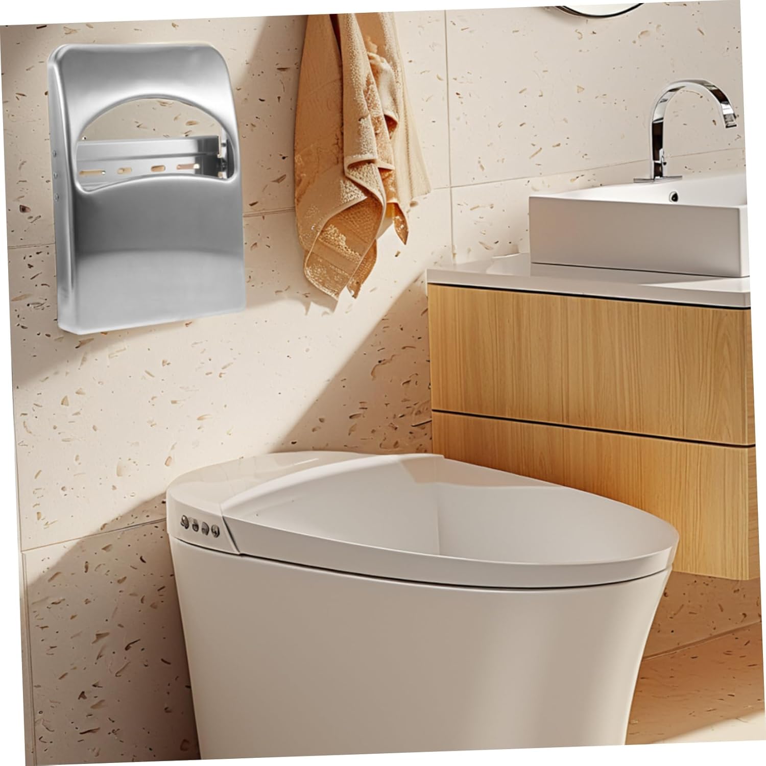 Zerodeko Toilet Paper Storage Box Wall-Mounted Paper Holder for Fold Seat Covers Office Hospital School
