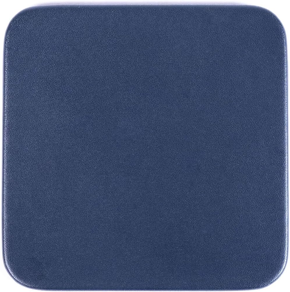 DACASSO Navy Blue Leatherette Square Coaster Set - Luxury Navy Blue Leatherette Square Coaster - Office Accessories & Executive Desk Decor (4pc)