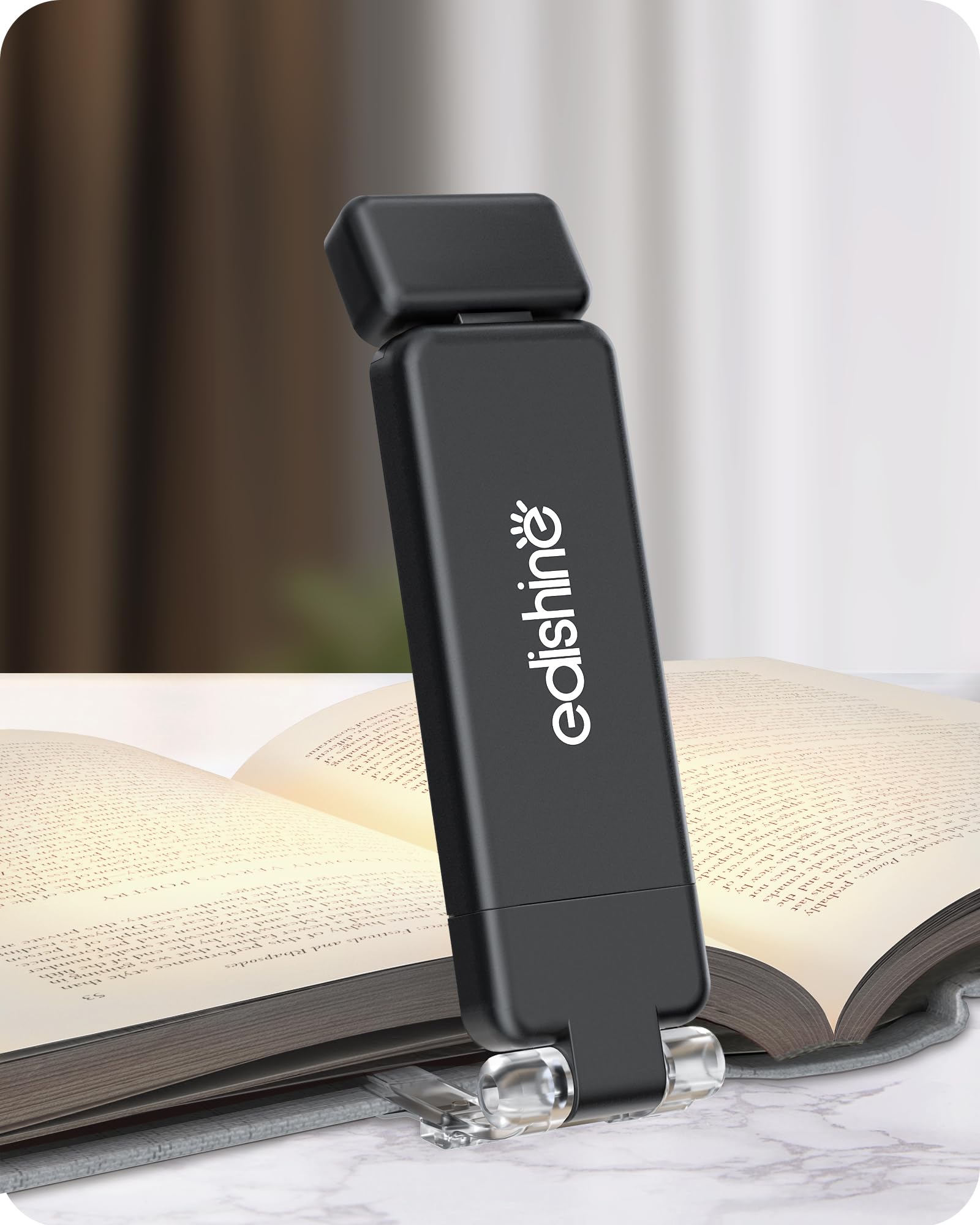 EDISHINE Book Light for Reading at Night, 3 Colors &amp; Stepless Dimming Brightness, USB Rechargeable LED Bookmark Lamp in Bed with Memory Function, Clip on Booklight for Bookworms,Kids (Black)