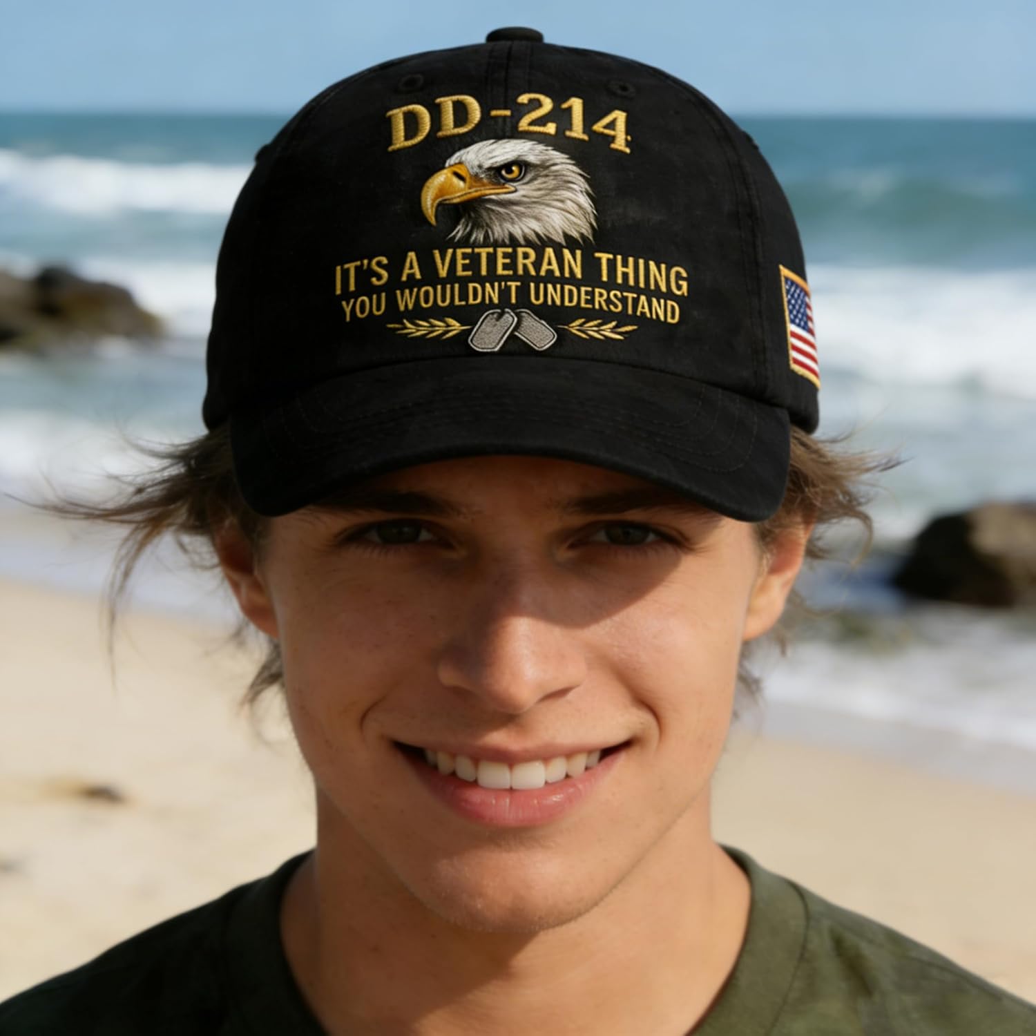 DD-214 Army Veteran Hat, Embroidered Patriotic Baseball Cap, Patriotic Veteran Day Gifts for Retired Soldiers (Black) - Image 3