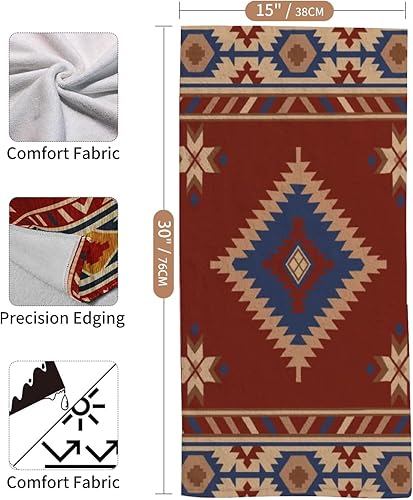 Miniatura 2 de Red Western - Juego de 2 toallas decorativas de mano azteca para baño, cocina, juego de toallas para la punta de los dedos, ideas de regalo de