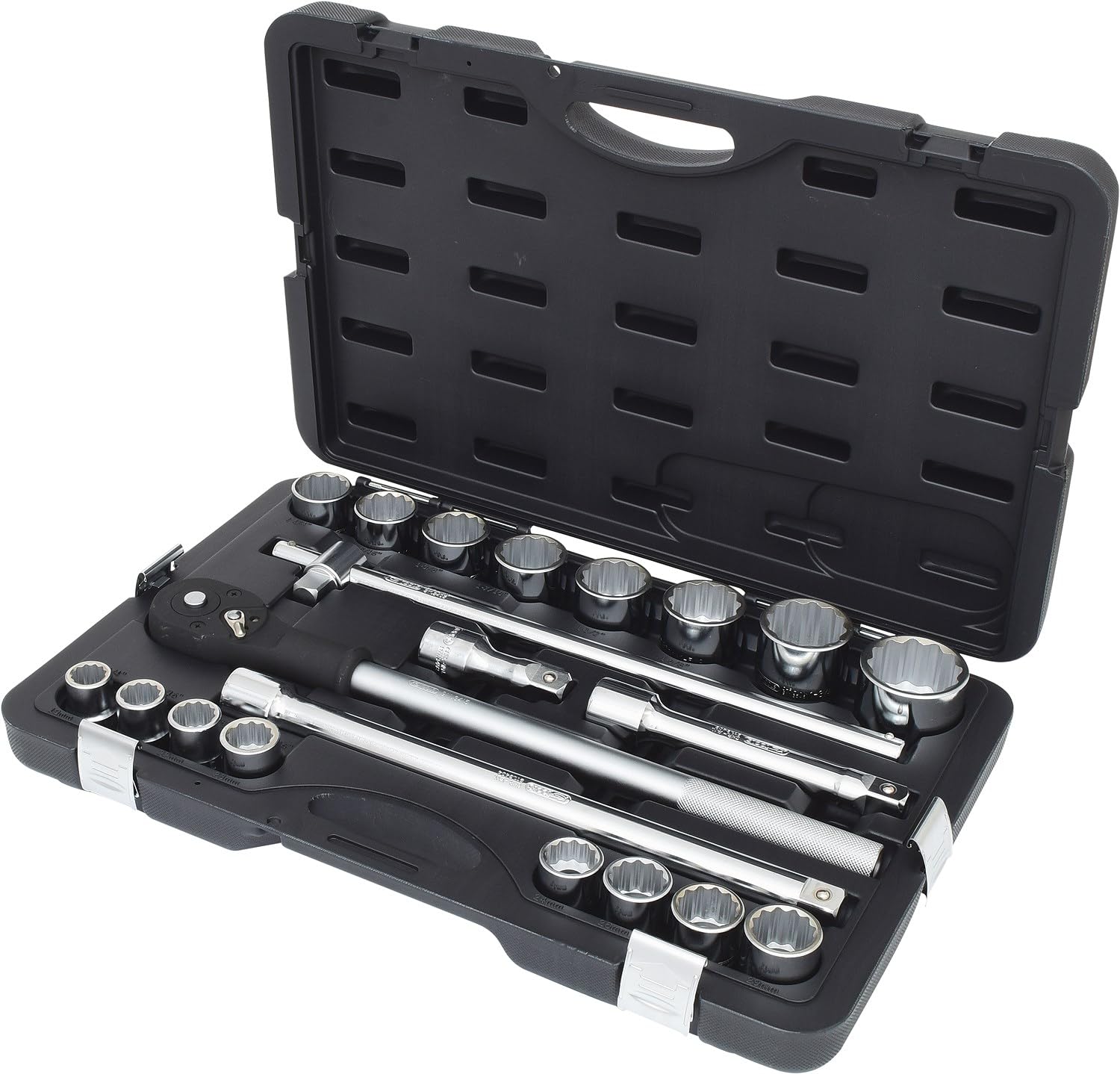 Coffret de douilles 12 pans KS Tools 911.0751 en chrome vanadium avec accessoires 3/4"