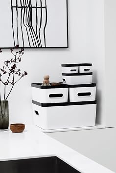SmartStore Compact Storage Box L White | Large Modular Stylish Design with solid Material | Versatile Storage Solution for Home Office and Bathroom