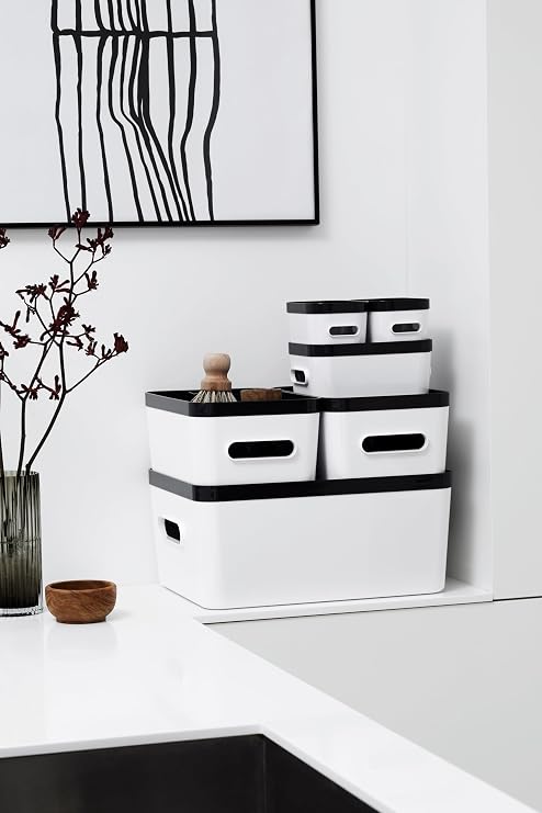 SmartStore Compact Storage Box L White | Large Modular Stylish Design with solid Material | Versatile Storage Solution for Home Office and Bathroom