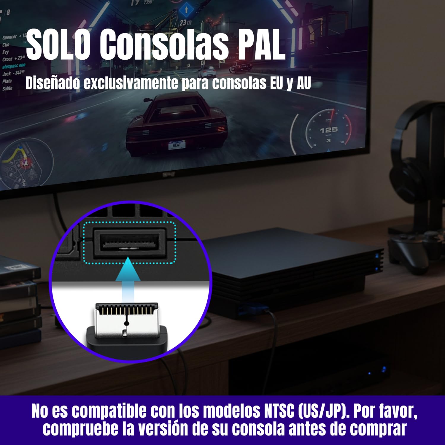 Gam3Gear Mcbazel RGB Scart Cable Cable AV con Caja de Color para PS3 / PS2 / PSOne PAL