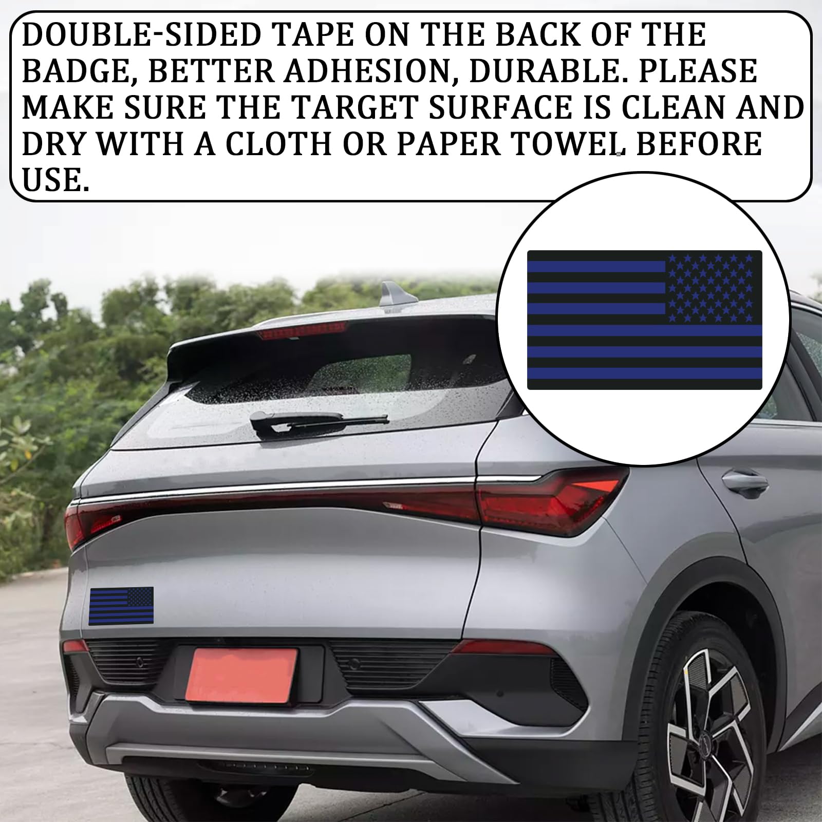 2 PCS 3D Embossed Metal American Flag Emblem Decal Sticker 5 x 3 Acrylic Cutout American Car Military — view 3