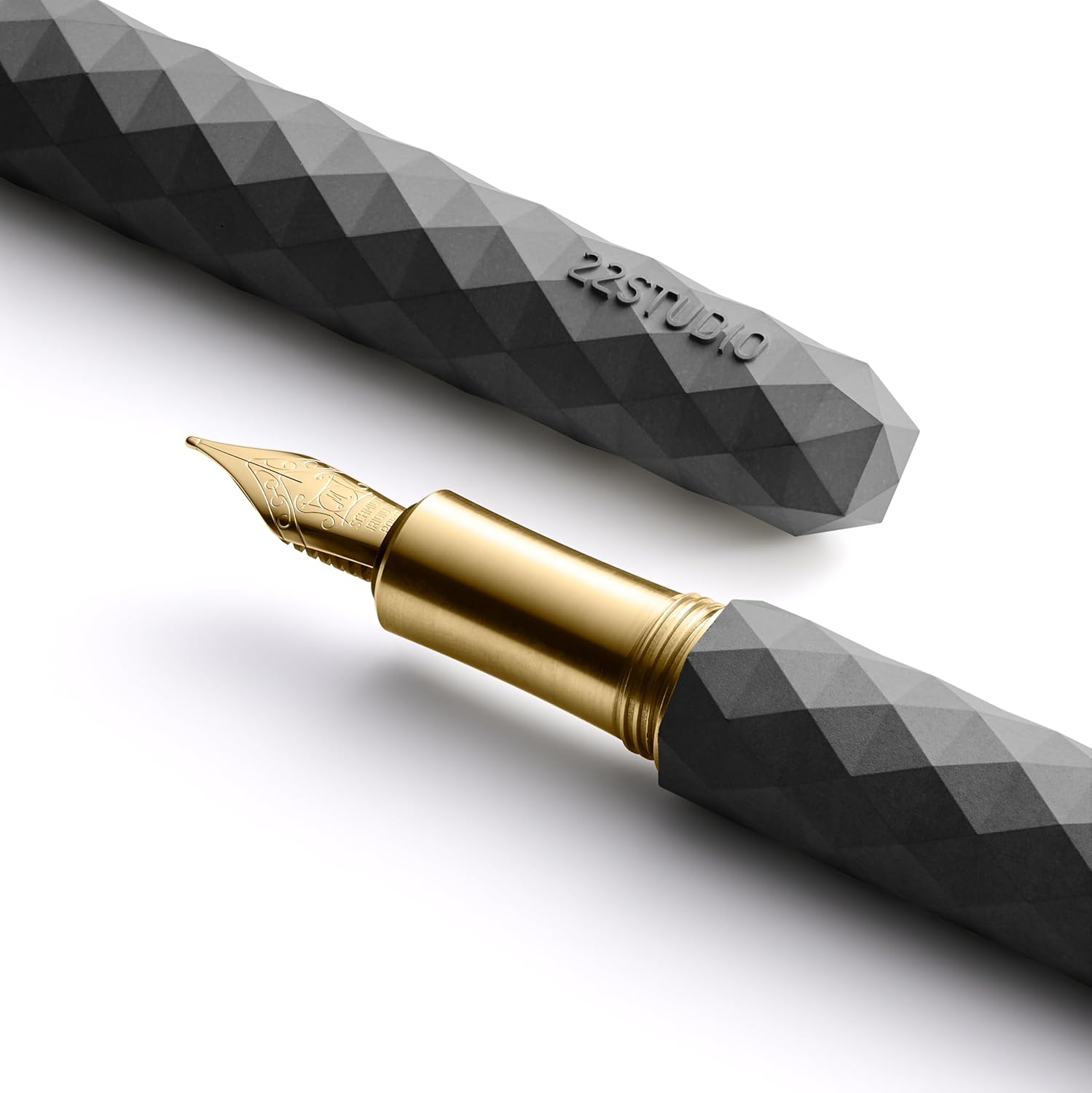22STUDIO Polygon Fountain Pen | Luxury Writing Pen with Smooth Ink Flow | Exclusive Handcrafted Pen | Premium Design for Professional & Collector | Ideal Gift for Writers & Executives (Concrete Gray)