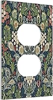 Vista 2 de William Morris Floral Boho Azul Medianoche Azul Bohemio Flor 1 Banda Dúplex Cubierta de Salida Decorativa Receptáculo Único Interruptor Eléctrico
