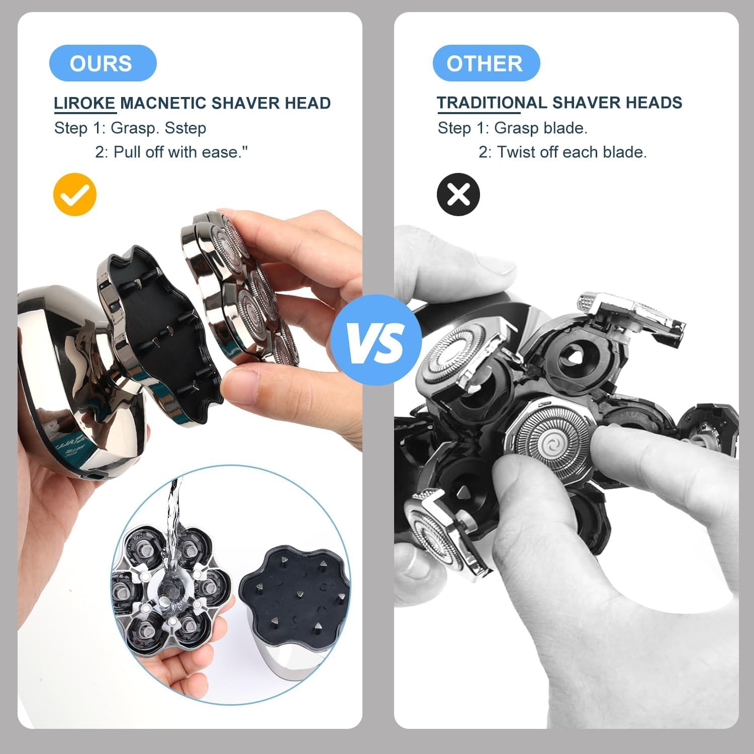 Universal 7 Magnetic Head Shaver Replacement Heads Compatible with Freebird SHPAVVER Wyklaus Freedom Bird Head Shaver Replacement Heads (7 Magnetic Silvery) - Image 2