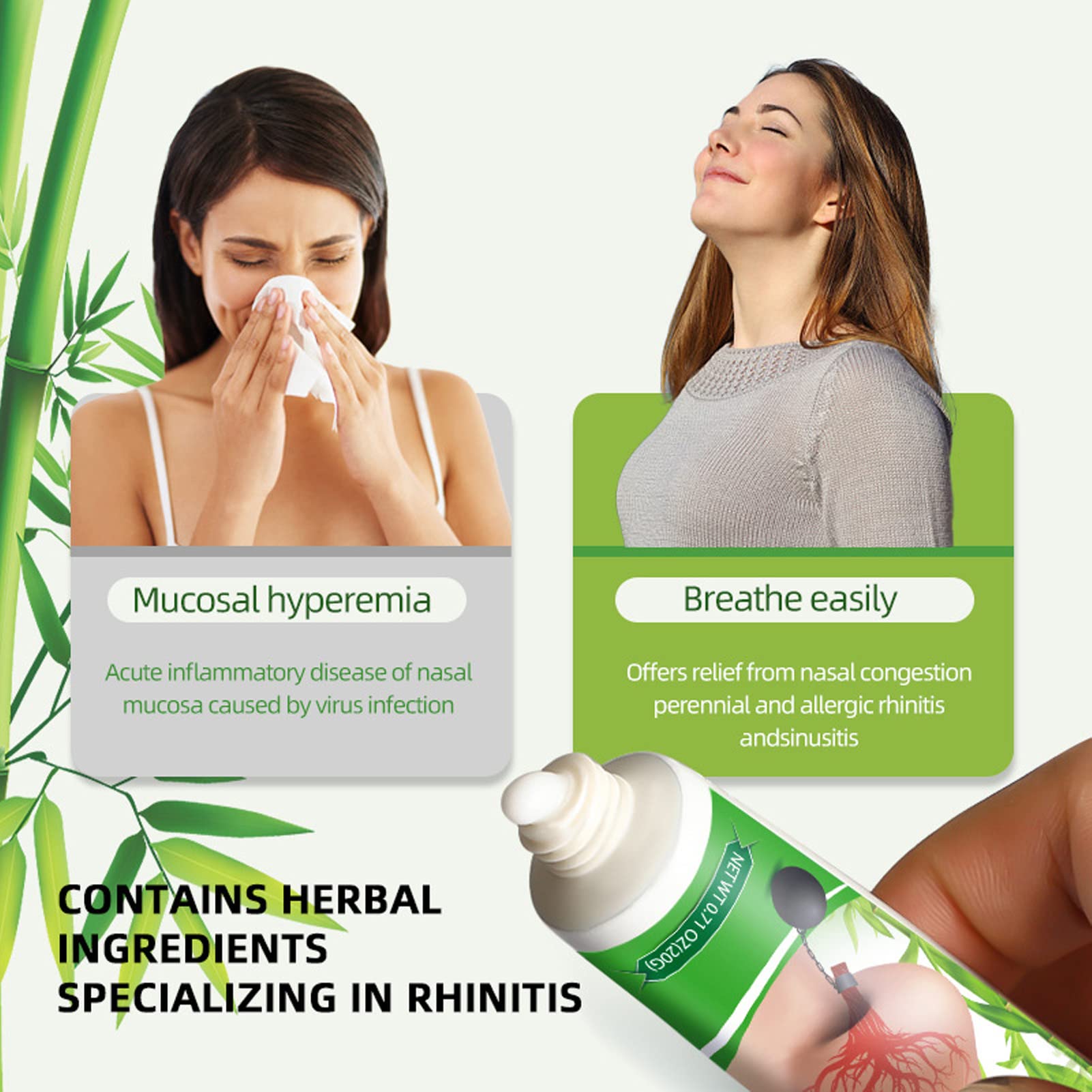 Crema Para El Cuidado De La Rinitis, Crema Para El Cuidado De La Rinitis Nasal Alivio De La Alergia Suavizar La Suciedad Efecto Instantáneo Extracto De Hierbas Crema Para La Nariz Congestionada 20g