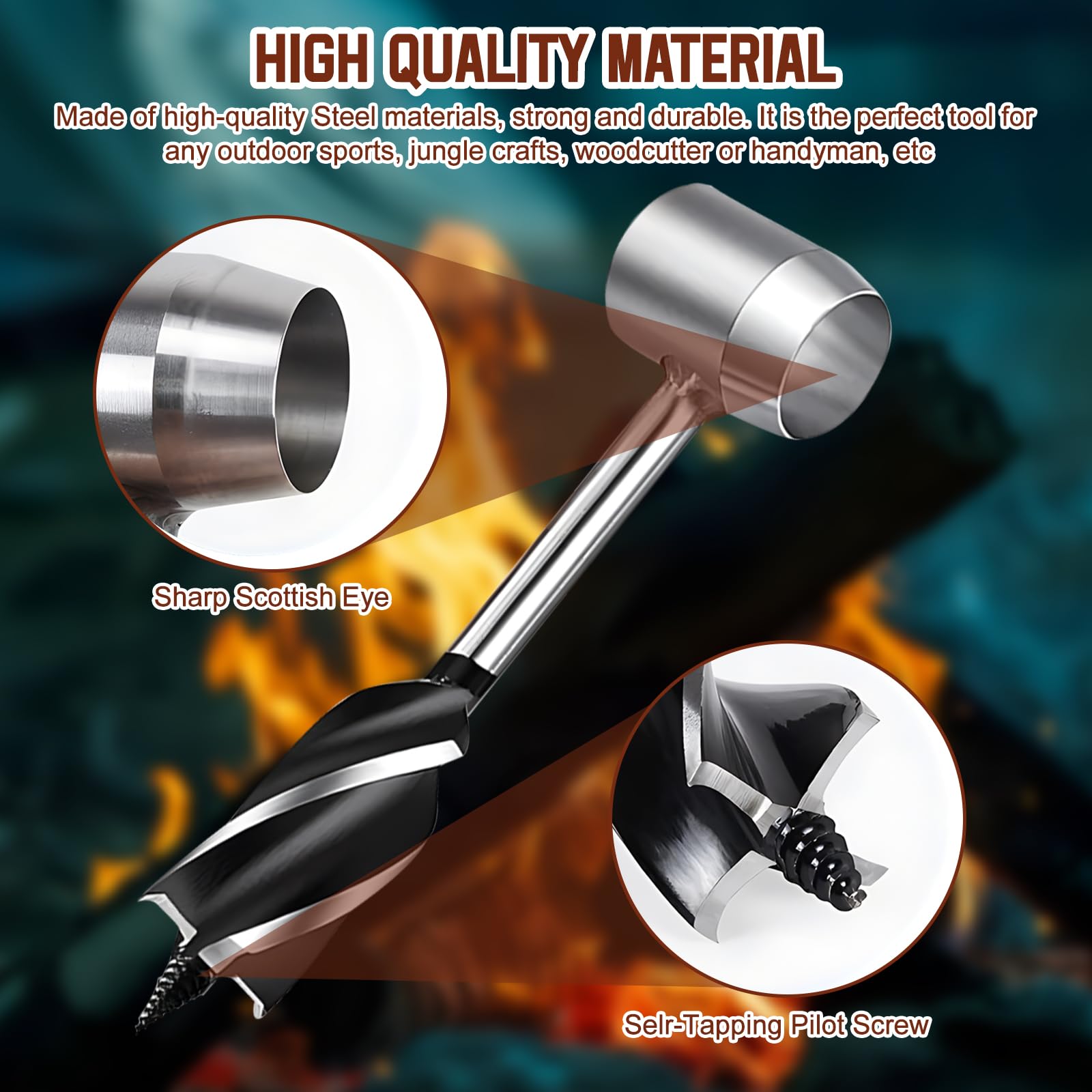 Kit Sopravvivenza Esterno Trapano Manuale A Coclea - Chiave Per Legno, Sopravvivenza, Bushcraft, Campeggio, Esterno In Acciaio Chiave Per Campeggio E - Foto 2