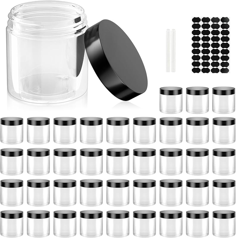 Frascos plásticos OBKJJ com tampa de rosca, 120 mL, transparentes, 40 unidades