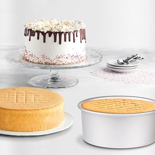 Miniatura 5 de HomeMall Juego de 3 moldes redondos para pasteles (6 x 3 pulgadas8 x 3 pulgadas10 x 3 pulgadas), moldes de aluminio para hornear pasteles de capas,