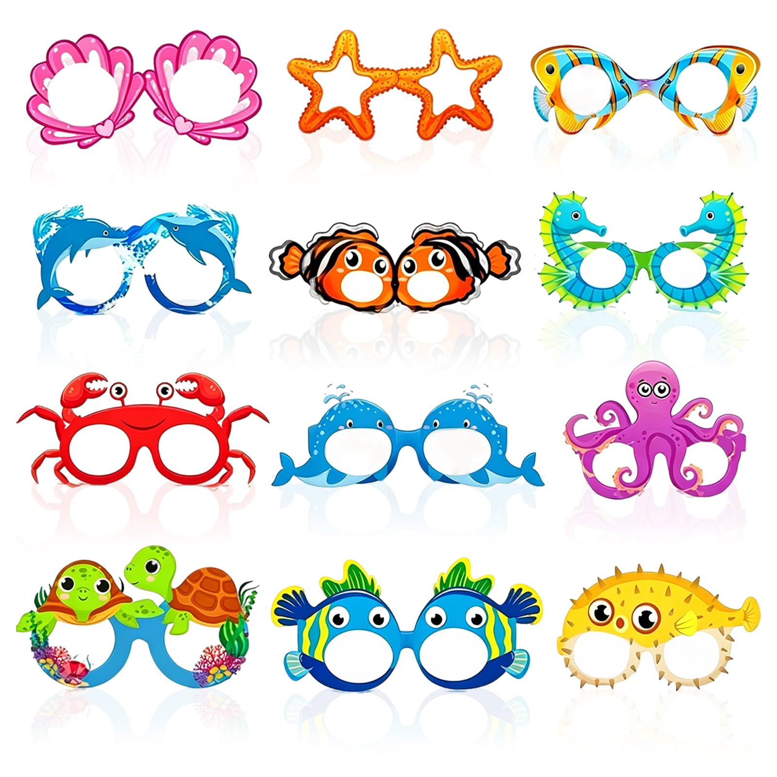 12PCS Under the Sea Party Decorations, Marine Eyeglasses for Party