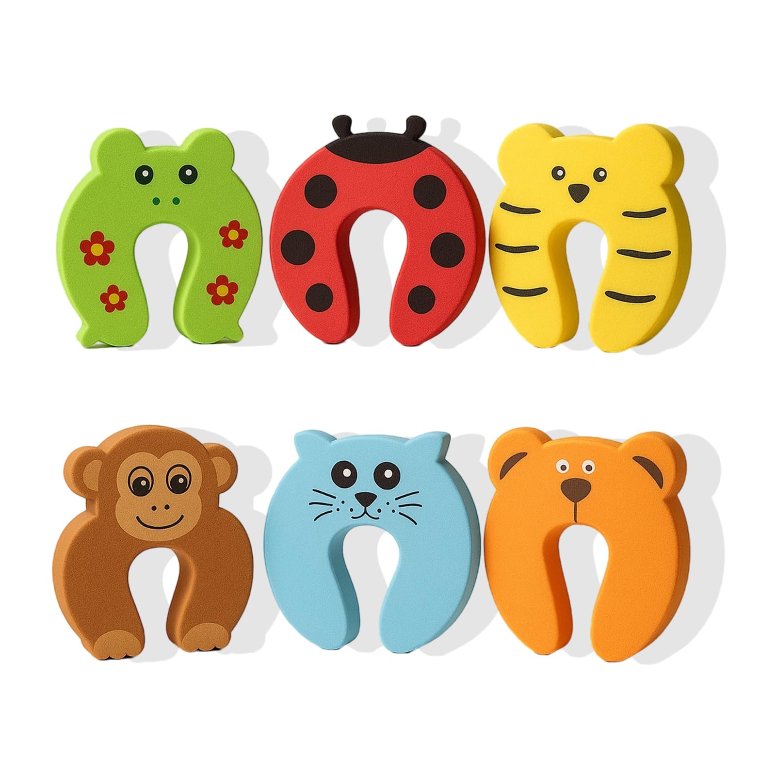 fKiZanthene Babytürstopper aus EVA-Schaumstoff, Kindersicherung, Klemmschutz mit niedlichen Tierformen, für Tür und Fenster, 6 Stück