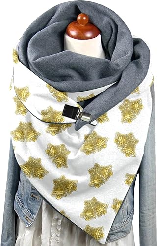 Miniatura 3 de Bufanda y envoltura de Navidad para mujer, con patrón de Papá Noel, bufandas triangulares gruesas con botón, regalo para Navidad, accesorios gruesos