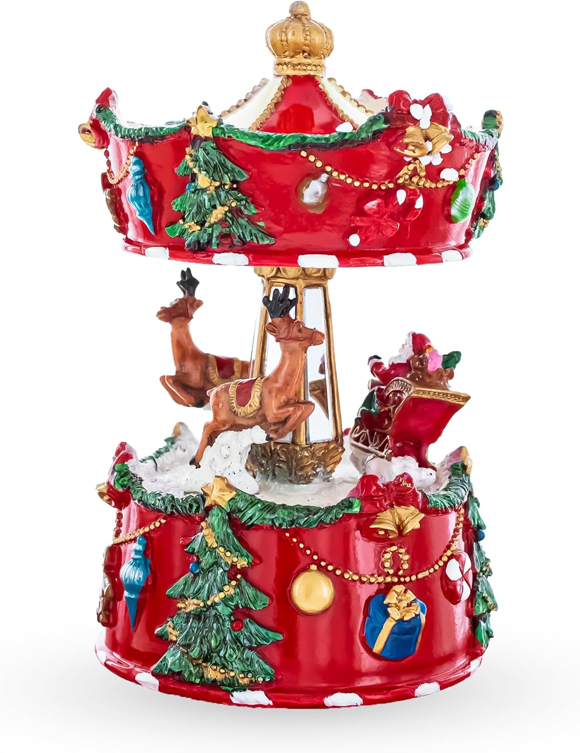 BestPysanky Santa's Merry Carousel Ride Spinning Musical Figurine