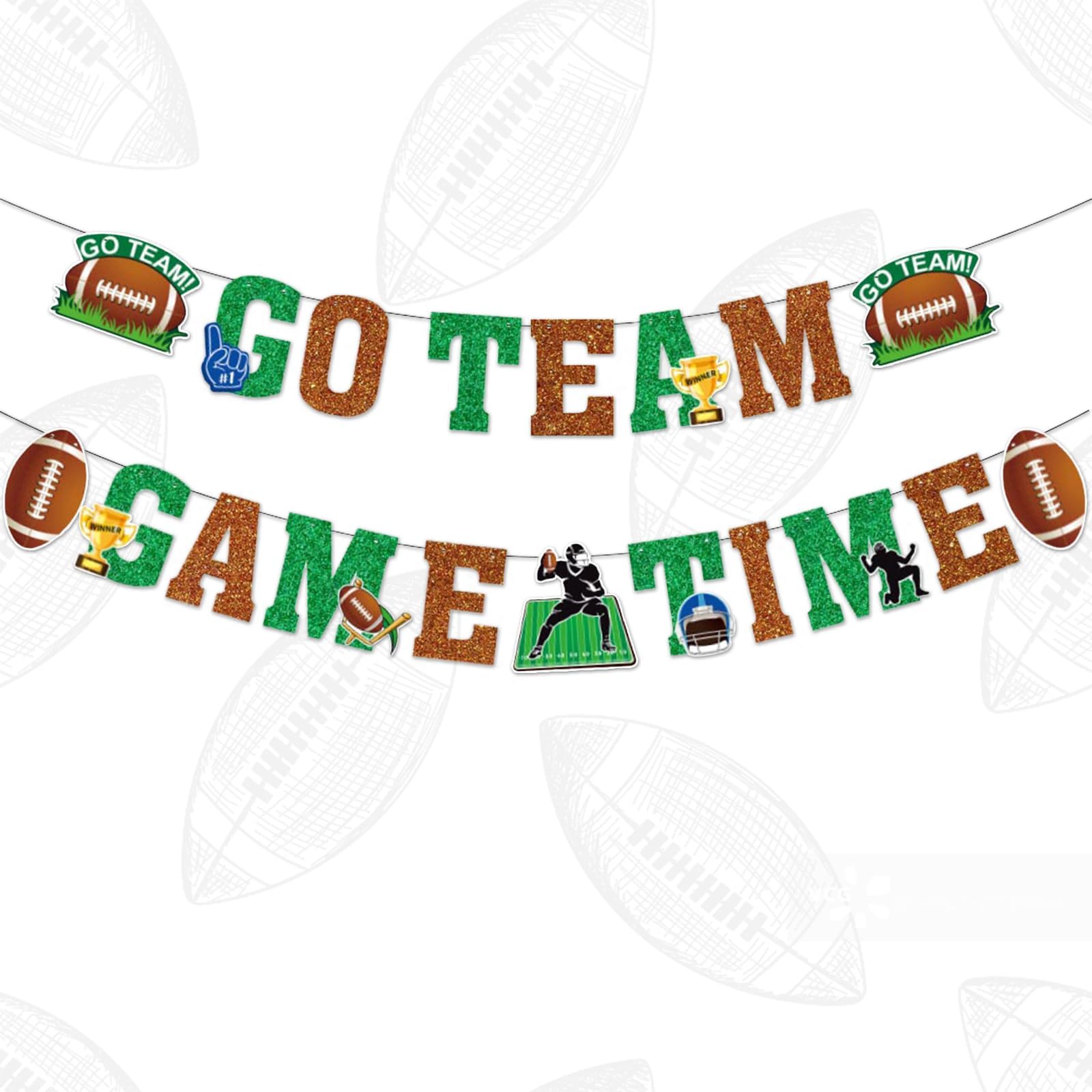 American Football Banners Football Hanging Banners for Super Bowl Party Decoration, Game Time Go Team Words Banners for Sports Party Decoration Ball Game Home Gathering Hanging Accessories Supplies