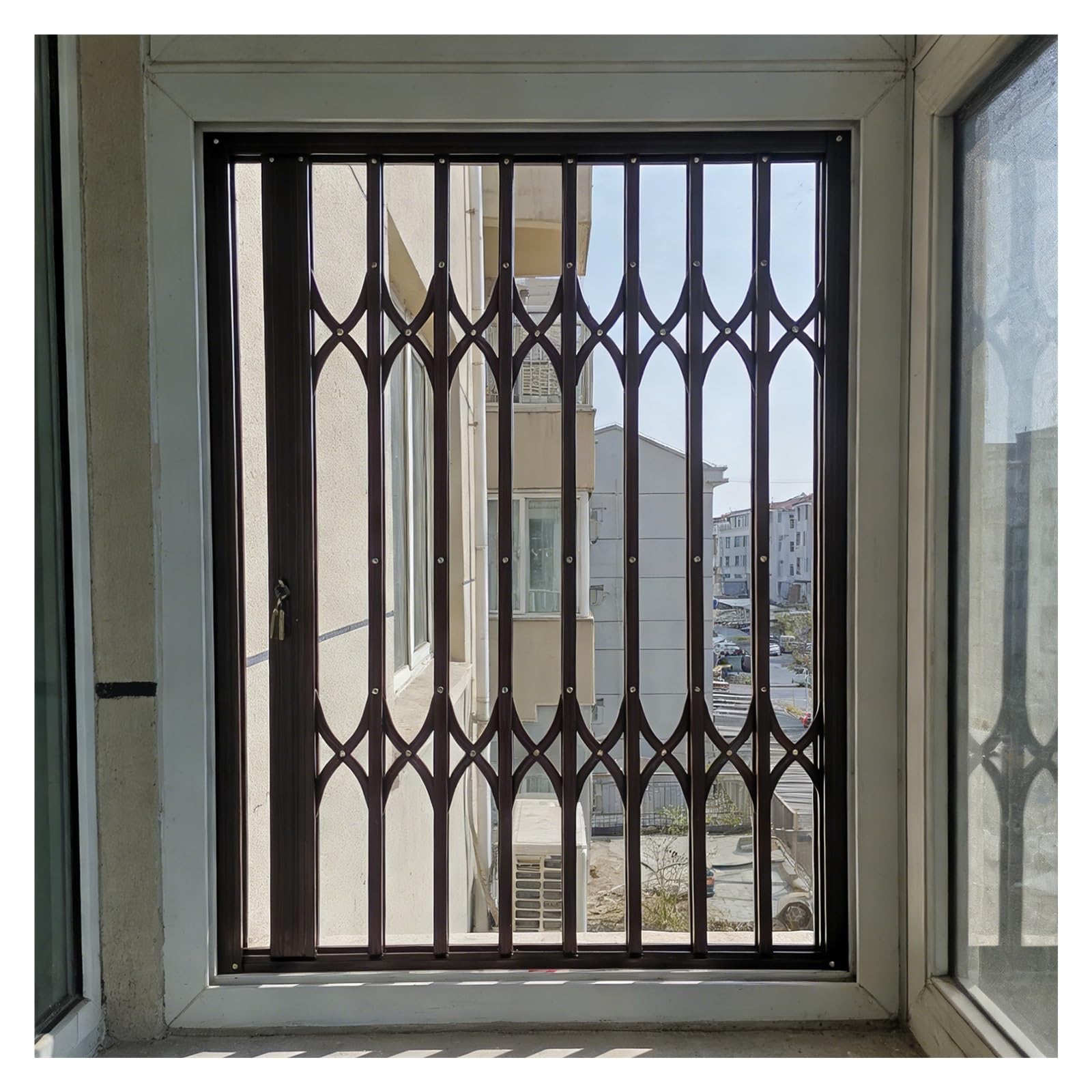 Barre di sicurezza scorrevoli in alluminio bloccabili regolabili 61 x 122 cm, recinzione pieghevole per casa, soggiorno e negozio, protezione durevole (61 x 91,4 cm)