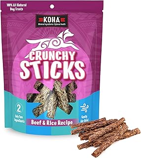 Pet Crunchy Sticks Beef & White Rice Recipe, 2 Ingredient Dog Treats for Sensitive Stomachs, Tasty Treats for Dogs