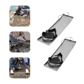 Concrete Knee Boards, 2 Pairs Slider Knee Boards - 28 x 8 Kneeler Board Stainless Steel Kneedboards Concrete Sliders W/Concrete Knee Pads & Board Straps for Concrete Finishing