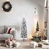 Slim Artificial Christmas Tree with Flocked Snow Green 150 cm PVC Super Natural CMetal Holder, Fast Mounting System, for Home Party Christmas Decoration Model YJXZJ-320953US