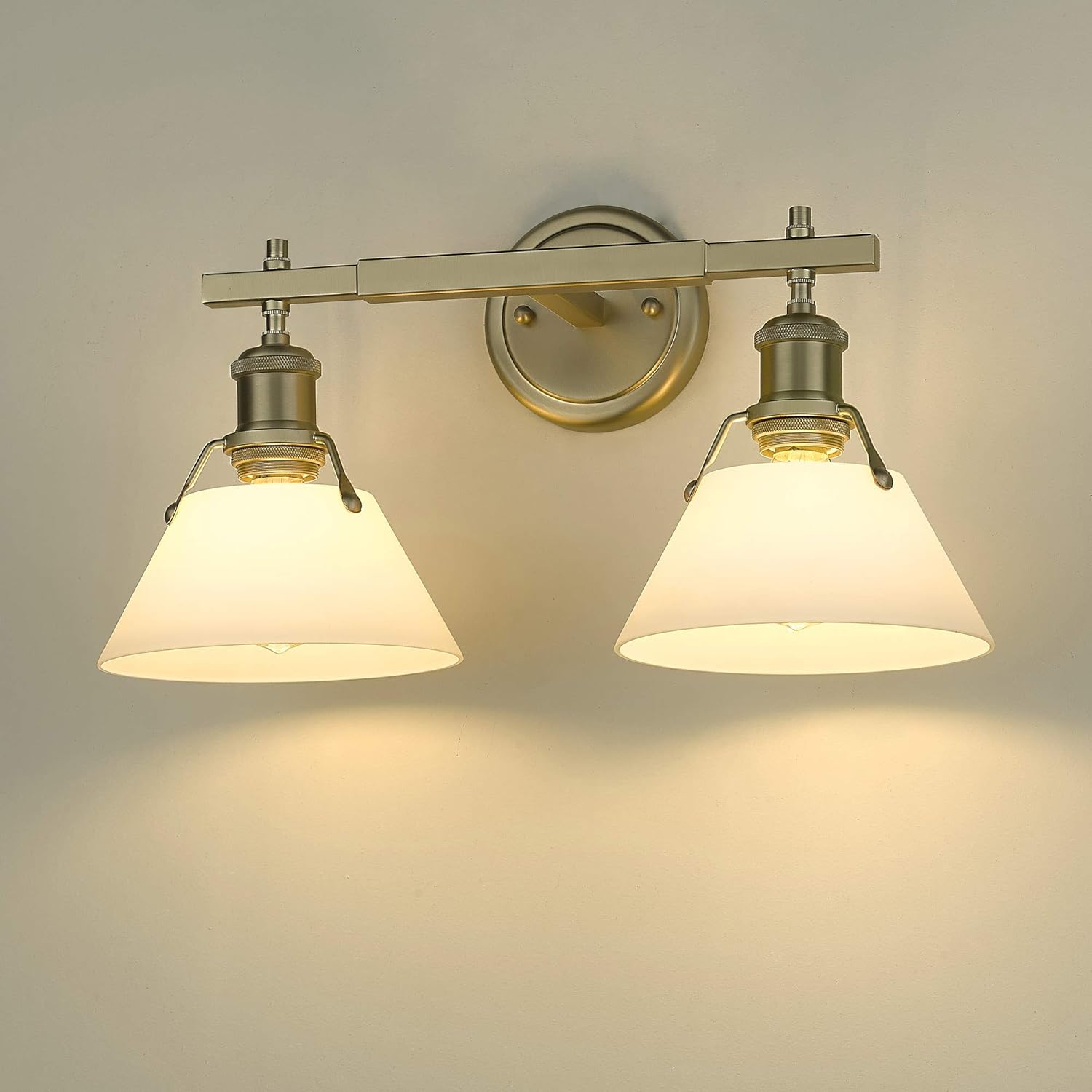 Golden Lighting- Orwell 2 Light Bath Vanity Brushed Champagne Bronze with Opal Glass Shades- Vanity Lights, Bathroom Vanity Light, Vanity Light, Vanity Lights for bathroom, bathroom lights over mirror