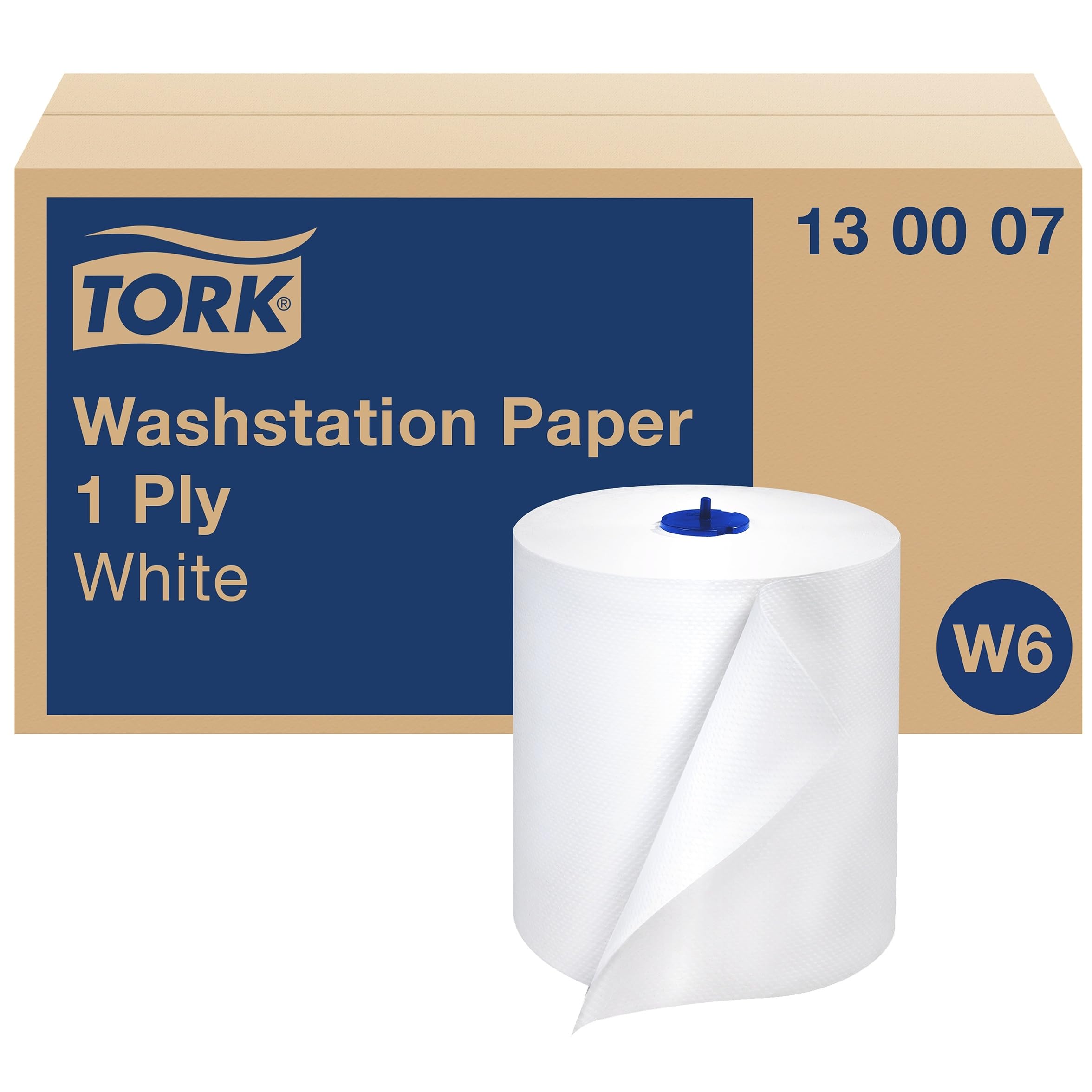 Tork Rouleau de Papier d'Essuyage Basic blanc W6, 6 x 250 m, 130007