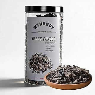 Premium Dried Black Fungus (7oz) | Refreshing Taste | Sealed Jar | Gluten-Free | Dried Woodear Mushrooms丨Expands several times in volume after soaking.Suitable for soups, Stir-fries, And salads.黑木耳